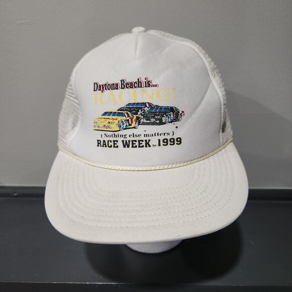 VTG 90s Daytona Beach NASCAR Racing 1999 Trucker Mesh Snapback Hat Cap - Picture 3 of 15